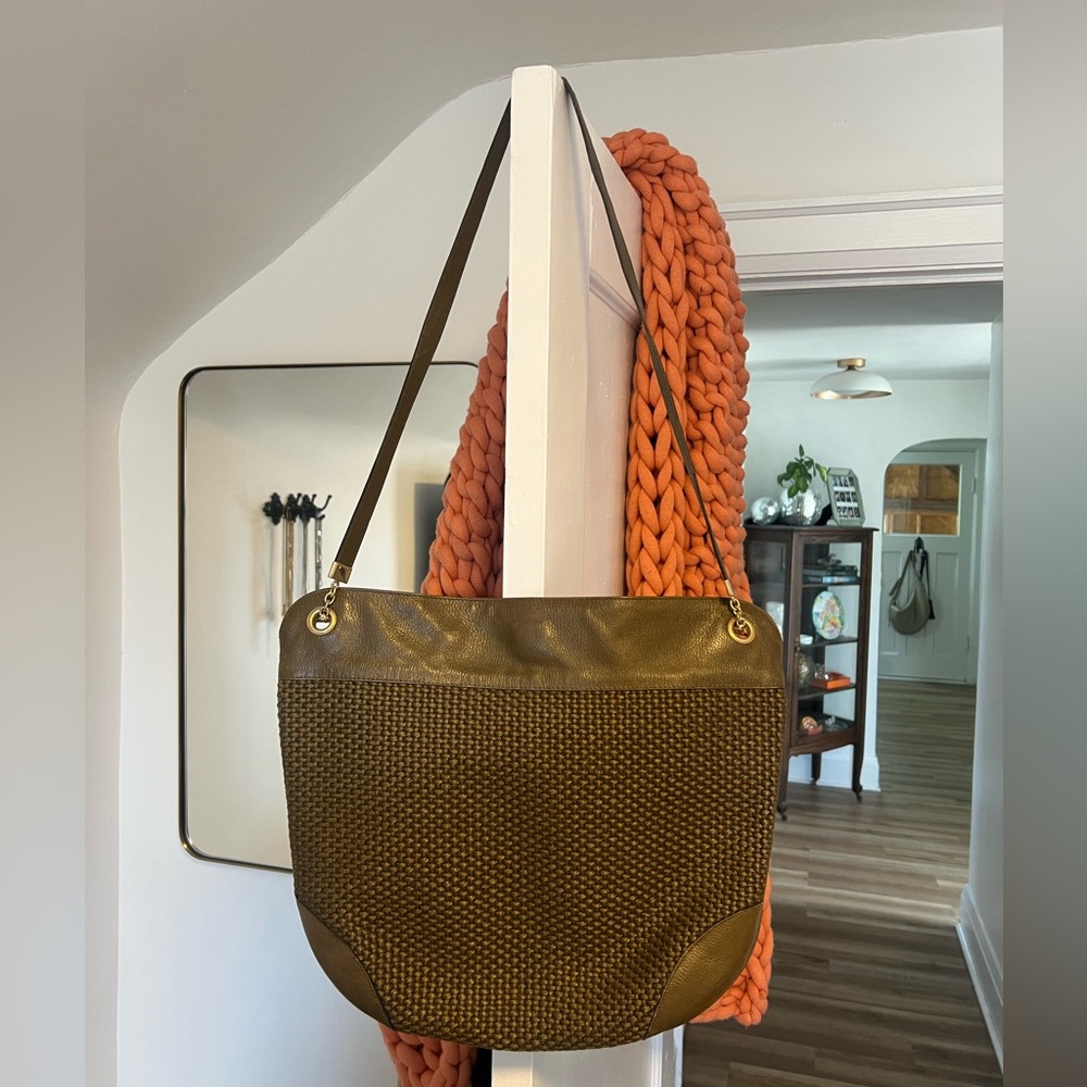 Vintage 1998 Bottega Veneta Woven Textile/Canvas & Leather Bag